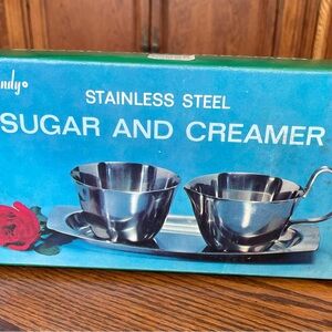 Vintage Normandy Stainless Steel Sugar and Creamer Set NIB
